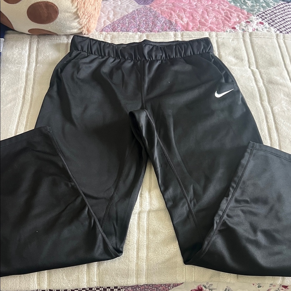 Nike Kids Black Joggers with White Swoosh